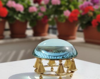 Antique Brass Magnifying Glass Dome - Nautical Map Reader & Desk Paperweight Collectible