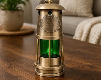 Vintage Brass Miner Lamp: Royal Navy London 1920 Lantern