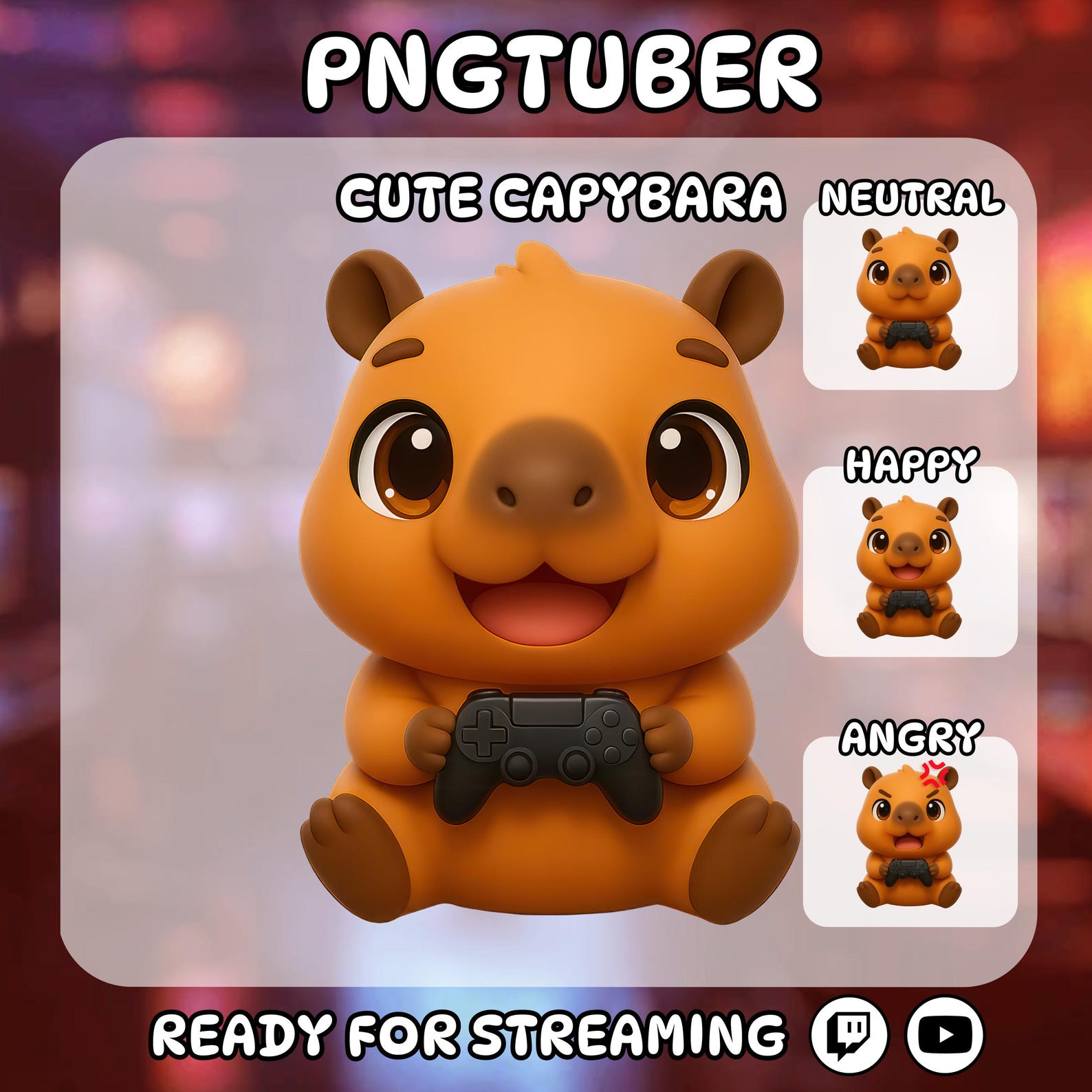 3D Capybara Pngtuber Male Ready for Twitch Streaming, Vtuber Live2d ...