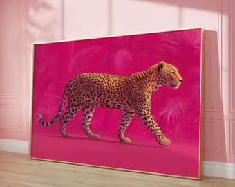 Leopard Print for Wall Decor, Pink Jungle Cheetah Print for Home Decor, Boho Y2K Maximalist Wall Art, Printable Wall Art, Birthday Gift