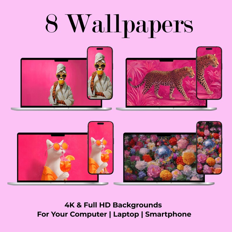 Maximalist Computer 4K Wallpaper Bundle of 8, Desktop Backgrounds 4K for Computer and ...