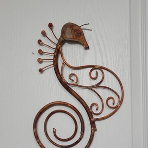 Copper Seahorse Metal Wall Decor/Hand Crafted Coastal Art/Nautical Decor/CopperWall Decor/Kitchen Decor/Handmade Copper Art/Copper Sculpture