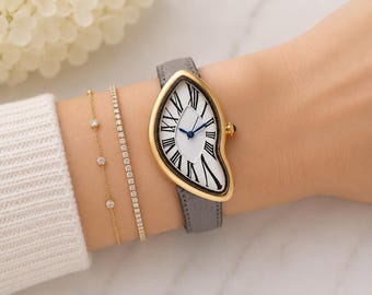 Paris art deco y2k kiosk memory Surrealism wrist Watch Art Liquid Time Dali Melting Vintage Style French Homage Irregular Soft Melted