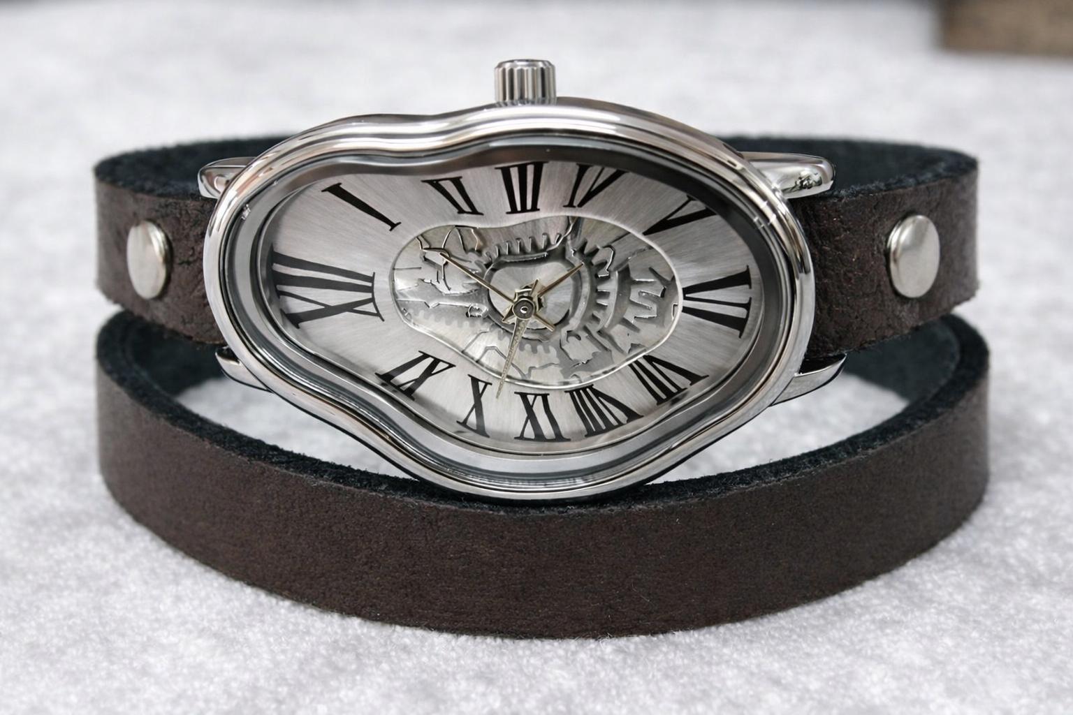 Surreal Wrist Watch for Women Made With a Brown or Black Genuine