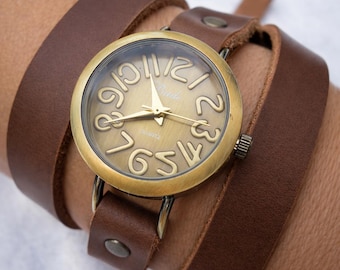 Damenuhr, Kamelarmbanduhr, Damen Silber Armbanduhr, Leder Wickeluhr, Braun Schmetterling Lederuhr, Geschenk für Frauen, Geschenk für Teenager