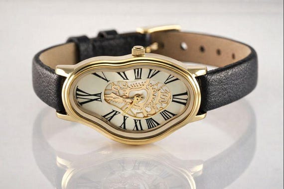 Salvador Dali Inspired Melting Watch – Handmade Leather Wrap