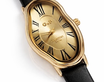 Silver Salvador Dali Inspired Brown Leather Wrap watch, Dali Melting Time watch ,Softwatch ,bracelet watch ,wrist watch,Leather Bracelet