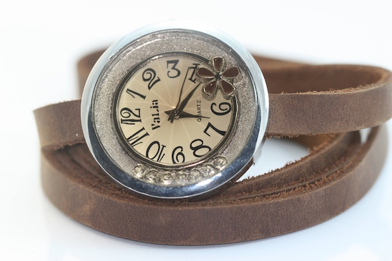 Dark Brown Leather Wrap Watch,wrap Around Watch,leather  display picture 3