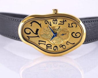 Mens Womens Wrist Watch Orologio Surrealist Art Design Surrealism Art Liquid Time Dali Melting Subdial Style French Homage Irregular
