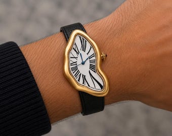 Abstract Watch, Dali Art Watch, Melting Clock Watch, Surrealism Art Watch, Handmade Watch, Christmas Gift for Her