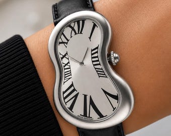 Surrealist Melting Watch, Dali Inspired Art Timepiece, custom made wrist watch