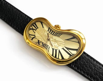 Dali inspirierte Melting Watch - Surrealistische Kunst Armbanduhr, Vintage Style Zeitmesser, einzigartiges Geschenk für Sie & Ihn