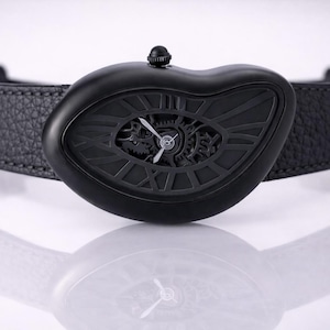 Black Orologio Surrealist Art Design Skeleton Watch Art Liquid Time Dali Melting Black Style French Homage Irregular Soft Melted Watch