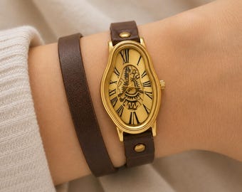 Dali Inspire wristwatch,wrap around watch,boho wrist watch,valentine's day gift,gift for mom,minimalist Fused Dripping watch,women girl lady