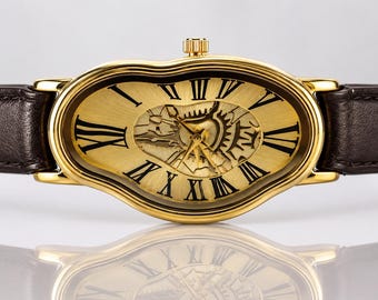 Abstract Watch, Melted Watch, Salvador Dali Inspired Watch, Luxury Vintage Watch, Artistic Jewelry, Gift for Wife