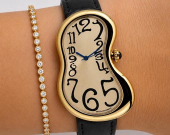 Abstract watch for men and women twisted infinity dial