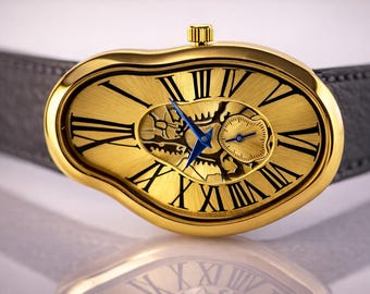 Gold Surrealist Art Design Surrealism Watch Art Liquid Time Dali Melting Subdial French Homage Irregular Soft Melted  Watch unisex