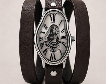 Melting wrist watch for women ladies girls,fused dial,explosion crash,artistic abstract,homeage,twisted,dripping,salva,fondue,soft watch