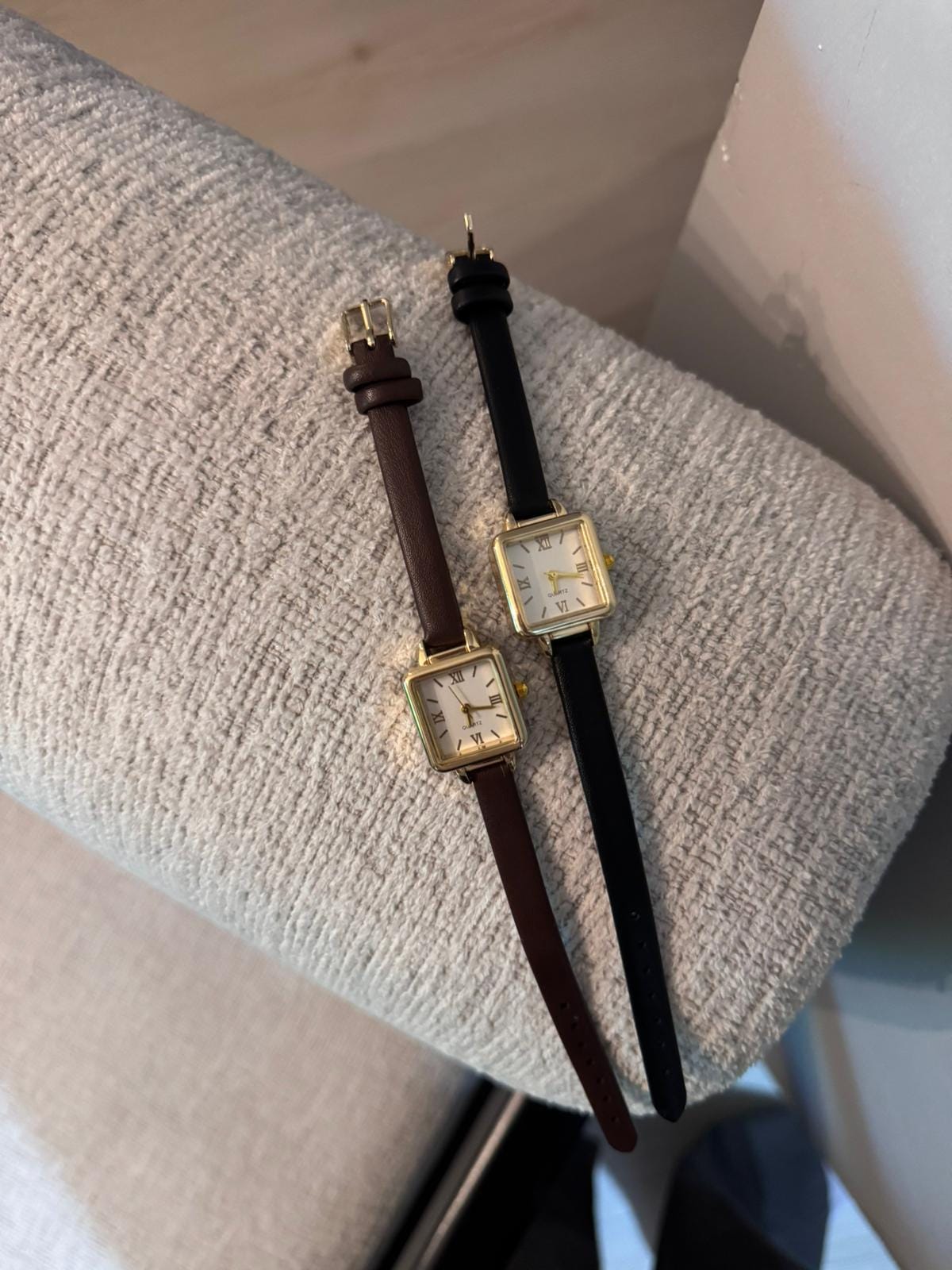 Women\'s Gold Leather Strap Classic Casual Fashion Square Dial Cute Wrist Watch Gold Square Women main image 3