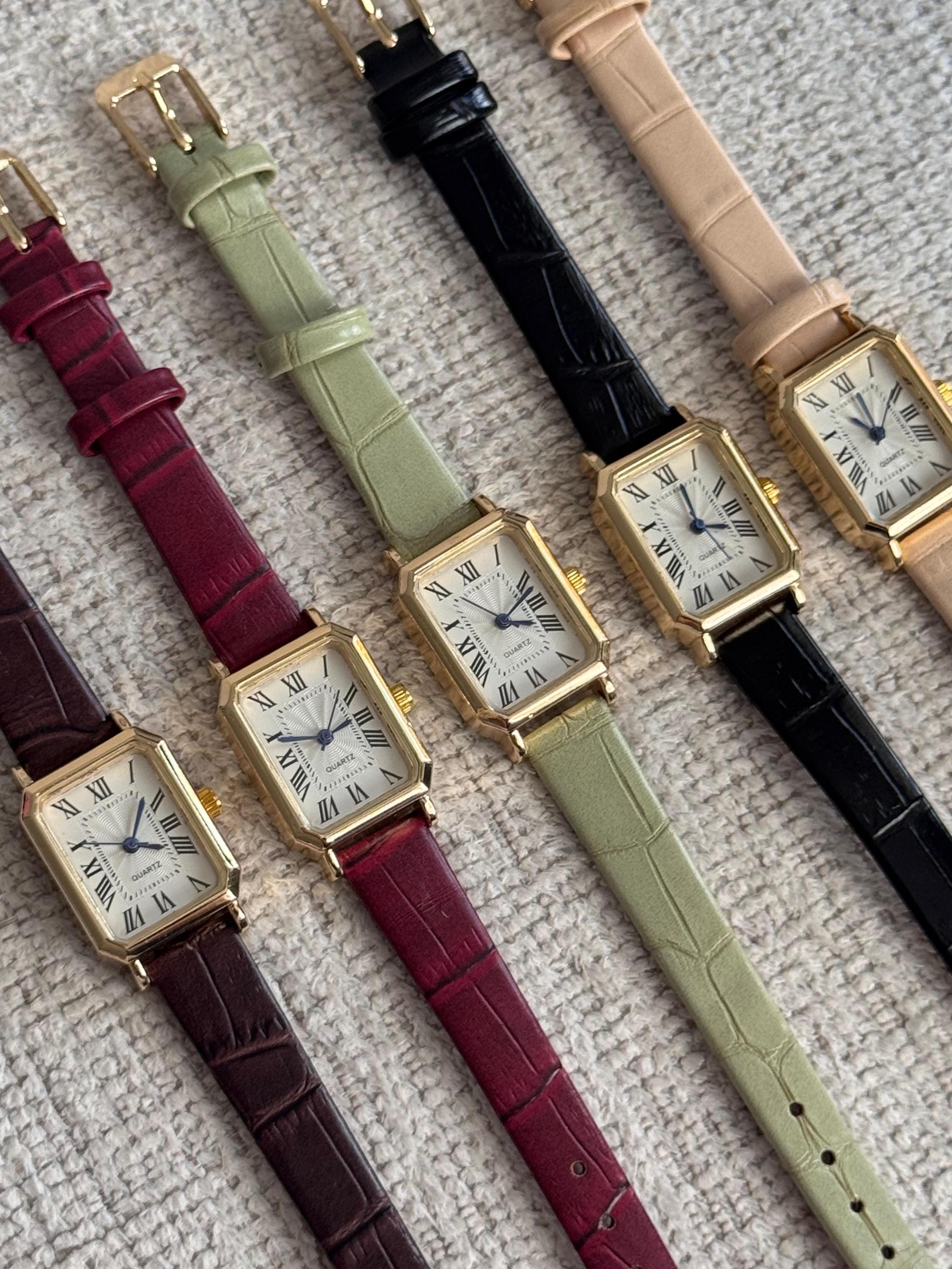 Women\'s Gold Leather Strap Classic Casual Fashion Square Dial Cute Wrist Watch Gold Square Women main image 2