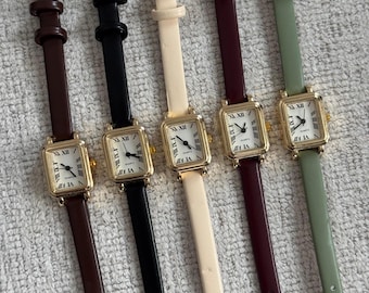Gold Women’s Watch, Square Dial, Minimalist Design, Gift for Her