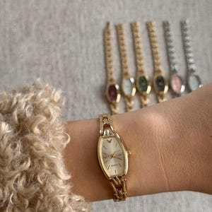 Women’s Bracelet Watch Gold Silver, Minimalist Watch, Gift for Her, Everyday Quartz gold-gold