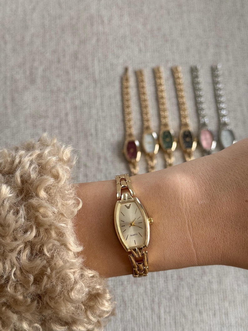 Women’s Bracelet Watch Gold Silver, Minimalist Watch, Gift for Her, Everyday Quartz gold-gold