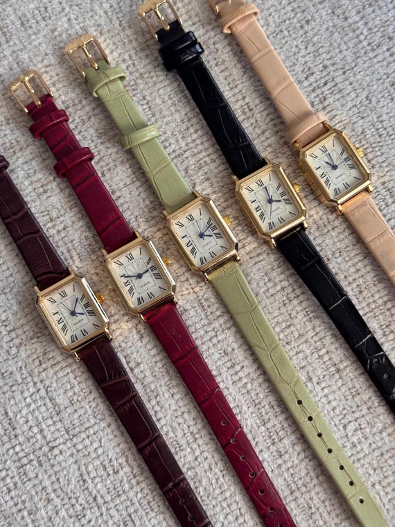 Gold Square Watch – Minimalist Roman Numeral Dial, Faux  display picture 3