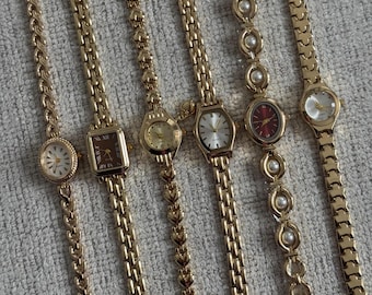 Gold Women’s Watch, Minimalist Dial, Dainty Bracelet Watch, Gift for Her