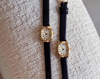 Gold Women’s Watch, Minimalist Leather Strap Watch, Gift for Her, Everyday