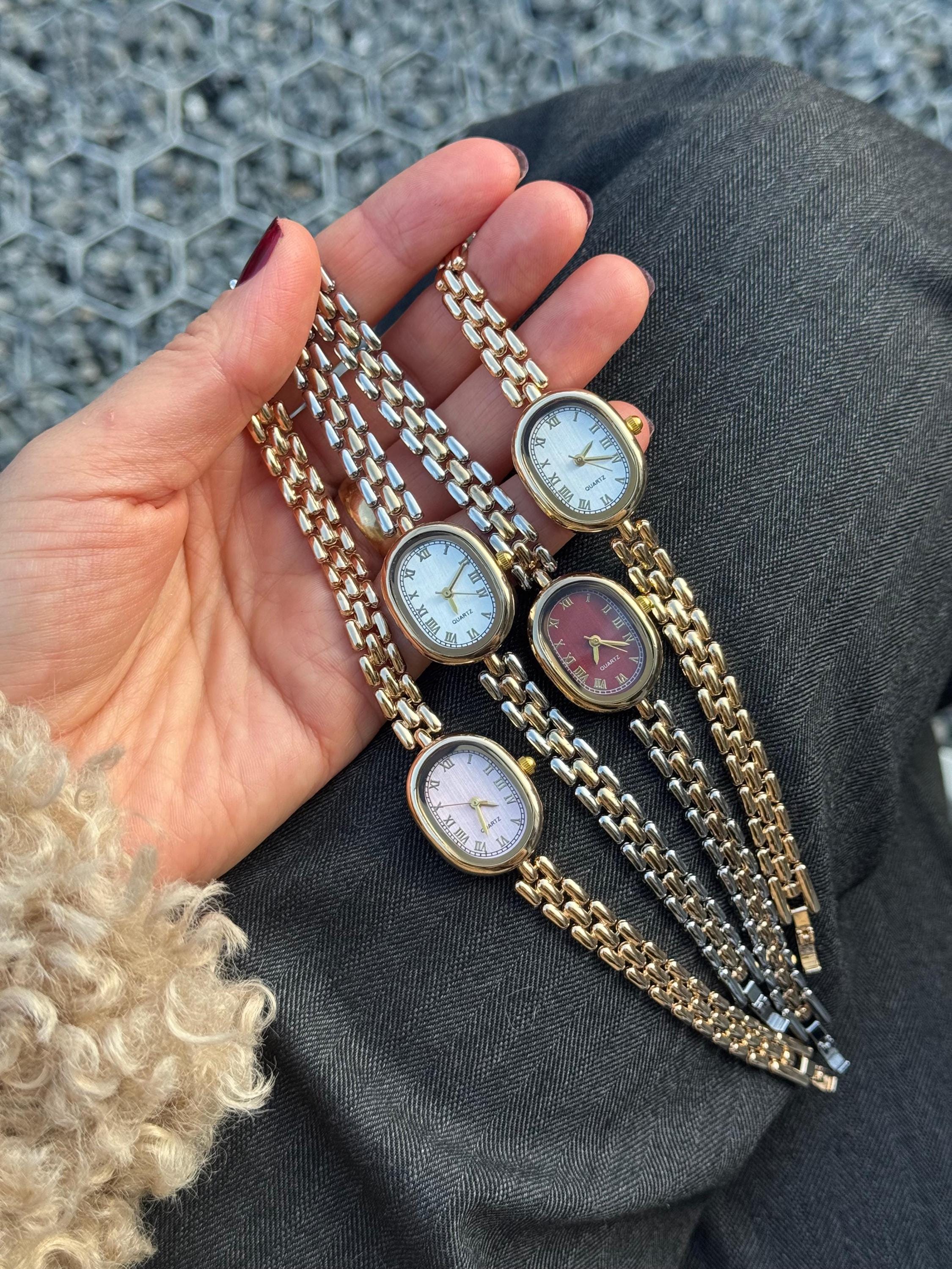 Montre Femme Vintage Style Rétro, Bracelet Double Corde Noir - Occasion