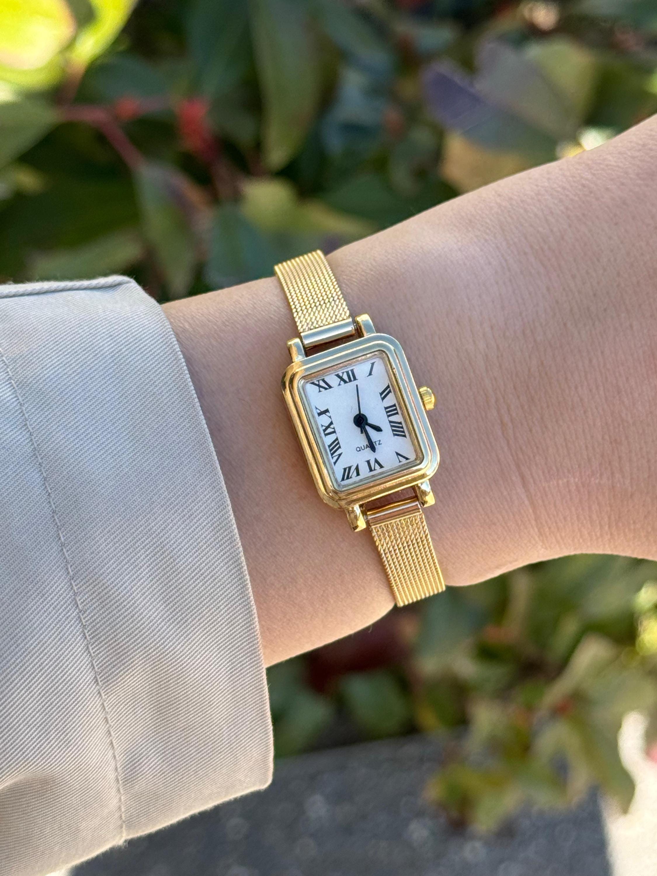 Womens Gold Watch Dainty Rectangle - Etsy display picture 1