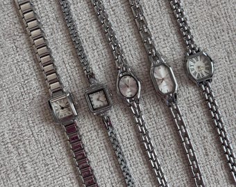 Orologio da donna in argento, bracciale minimalista, movimento al quarzo, regalo per lei.