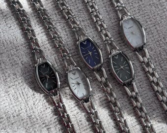 Orologio da donna in argento, quadrante minimalista da 22 mm, bracciale color oro, regalo per lei.