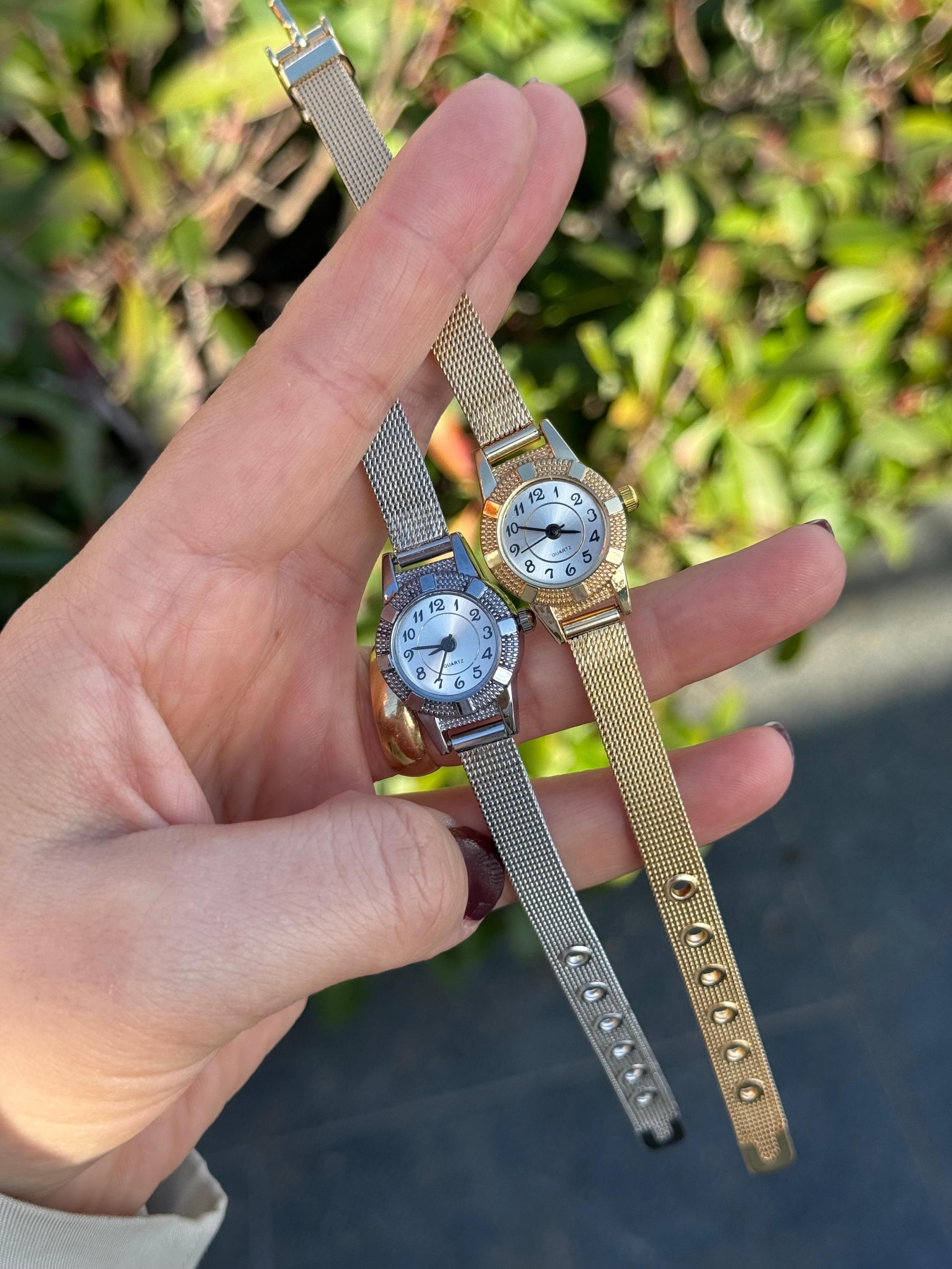 Women's Mesh Strap Watch: 18mm Small Dial, Gold or Silver, Gift