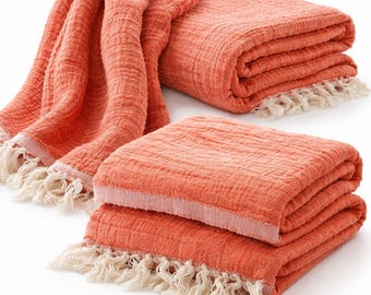 Musselin Hamamtuch, 4-lagig aus 100% Baumwolle, Strandtuch, Sauna, Wellness, leicht