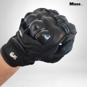 Guantes de cuero negro para motociclismo de carreras, guantes de cuero para montar en moto, guantes blancos Team para ciclismo de carretera para verano e invierno