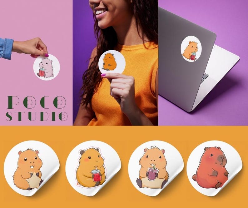 Kawaii Capybara Sticker & Name Label Pack - Editable Digital Download ...