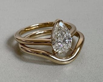 3 CT peergeslepen verlovingsring met laboratoriumdiamanten, 14 kt massief gouden solitaire ring