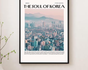 Seoul Cityscape Poster – Retro K-Culture Wall Art (Digital Download)