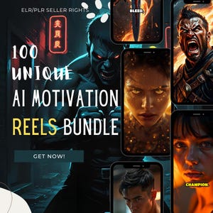 100 AI custom Motivational Reels Bundle | Viral Short Videos for YouTube TikTok Instagram | Digital Download for Fitness, Success & Mindset