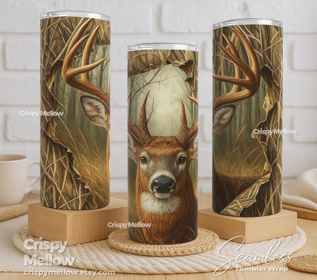 Camouflage Deer Hunting Tumbler Seamless Wrap PNG: 20oz Skinny Tumbler ...