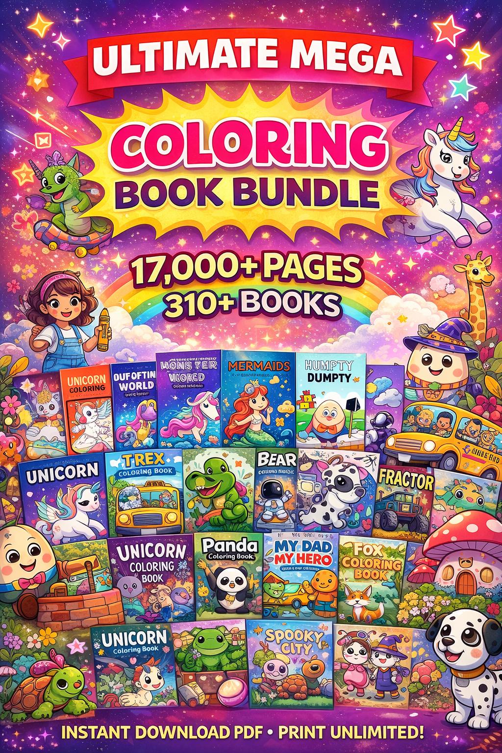 Ultimate Mega Bundle Coloring Book for Kids, Teens and Adults, Cute ...