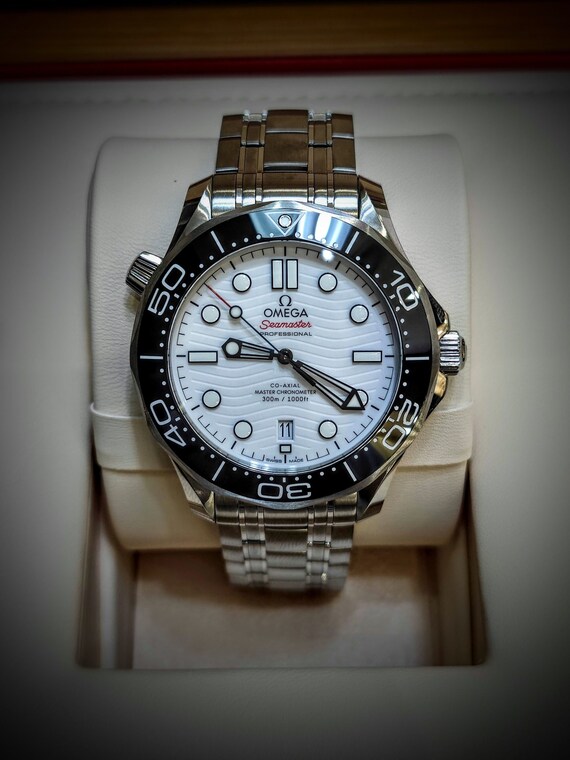 Omega Seamaster Mens Watch 42mm White Dial 21030422004001 Etsy Australia