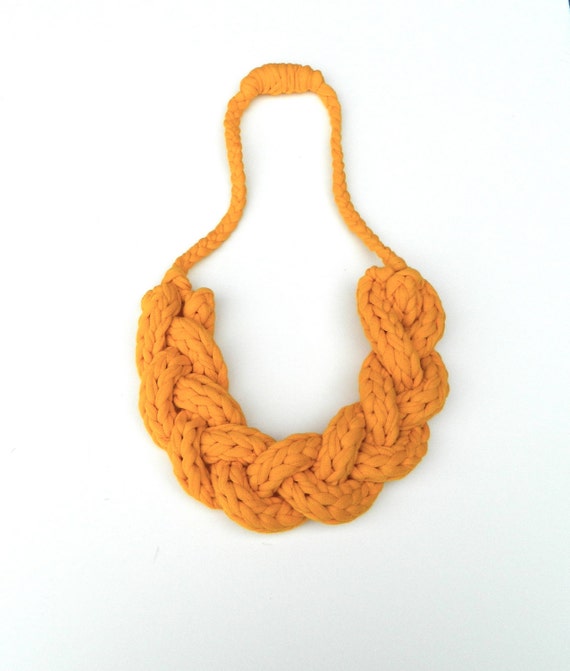 Items similar to Statement Necklace Recycled T Shirt Yarn Braided