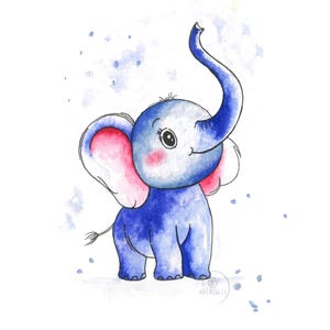Toddler Room Decor - Nursery Art - Baby Room Wall Decor - Digital Elephant Art Print - Digital Download for Kids Room - Playroom Decor