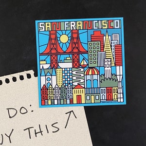 San Francisco, California 3&quot; x 3&quot; Refrigerator Magnet | Chalkboard Magnet | U.S. Cities & States