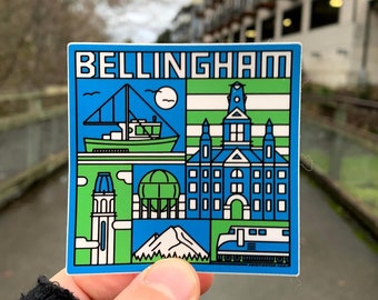 Bellingham Sticker | City Stickers | Washington State | Whatcom | Mt Baker | Fishing Boat | Train | Acid Ball | Bham WA Decal