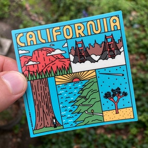 California Sticker | State Decals | Half Dome | Yosemite National Park | West Coast Stickers | Hydroflask Stickers | Square | Laptop Sticker