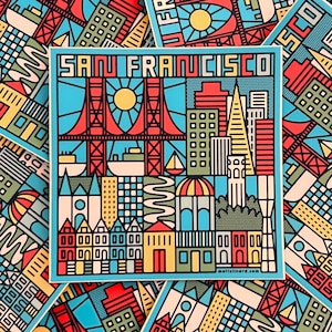 San Francisco Sticker Illustrated California Luggage Sticker Wasserflasche Vinyl Aufkleber Travel